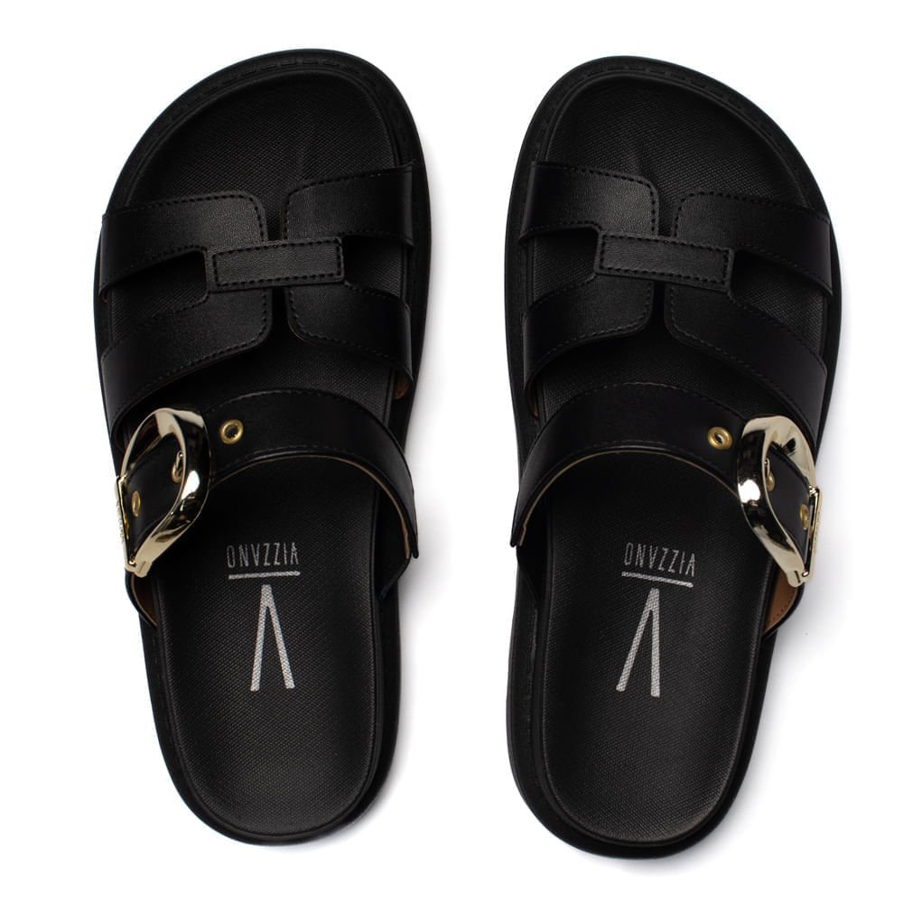 Chinelo Slide Feminino Vizzano Flatform Tratorado Preto