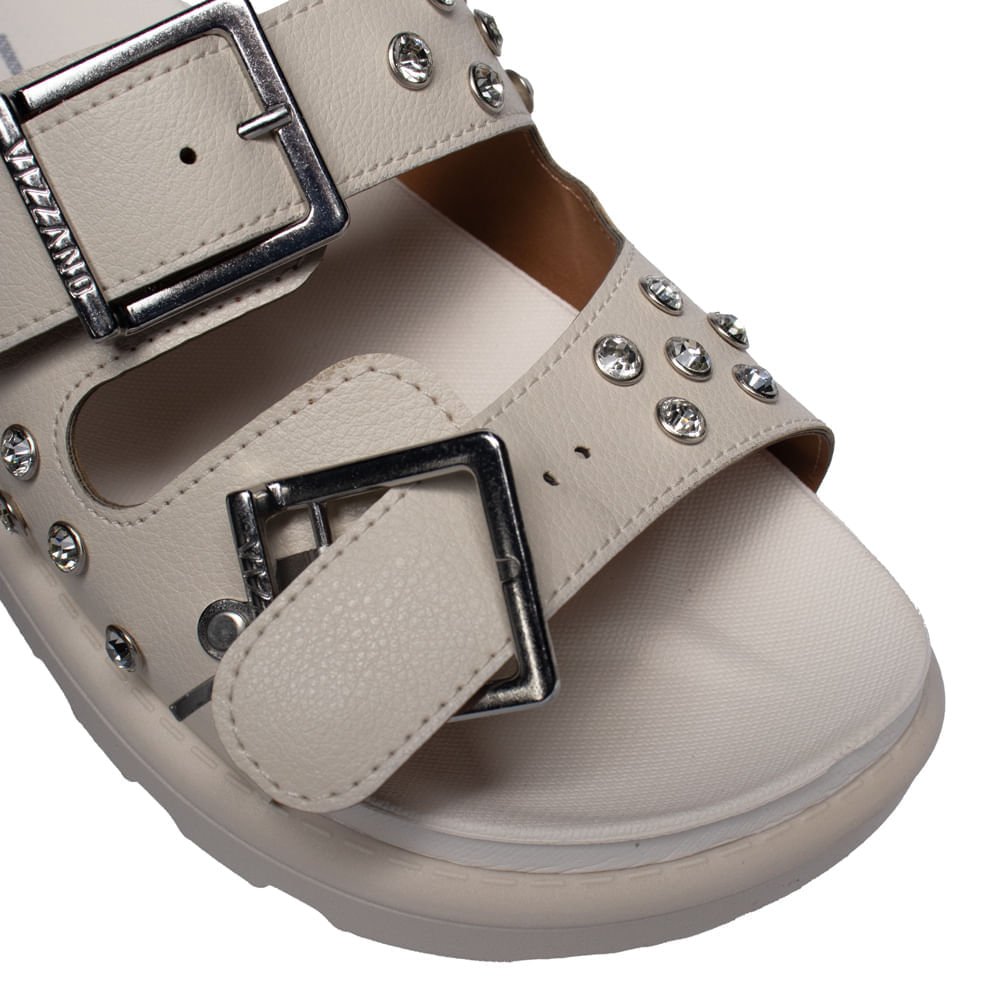 Chinelo Feminino Vizzano Flatform Fivelas Strass Off White Off White 5