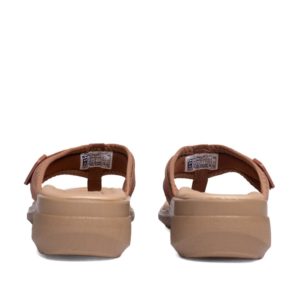 Chinelo Feminino Pegada Tecido Salto Anabela Bege Escuro Bege Escuro 3