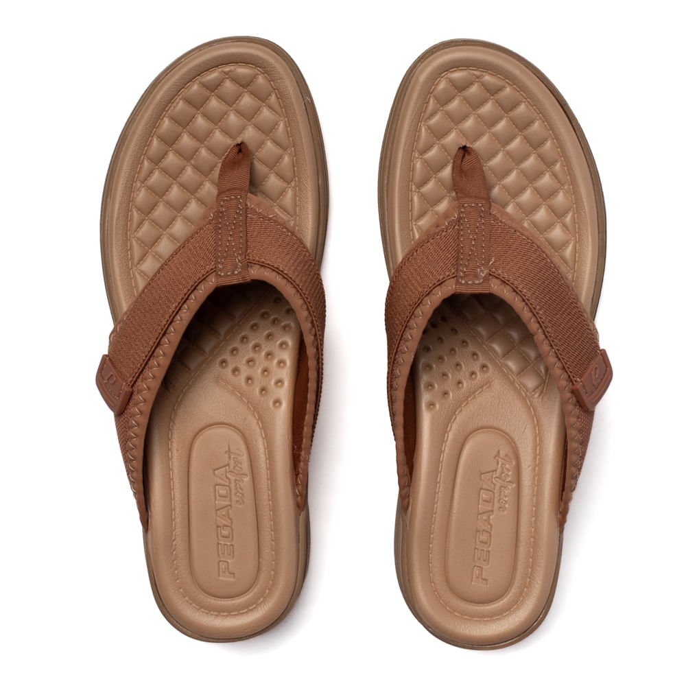 Chinelo Feminino Pegada Tecido Salto Anabela Bege Escuro Bege Escuro 4