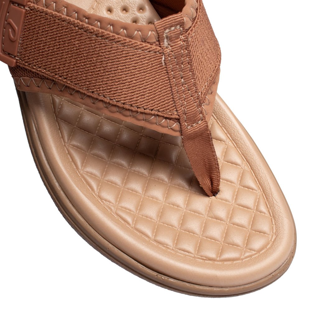 Chinelo Feminino Pegada Tecido Salto Anabela Bege Escuro Bege Escuro 6