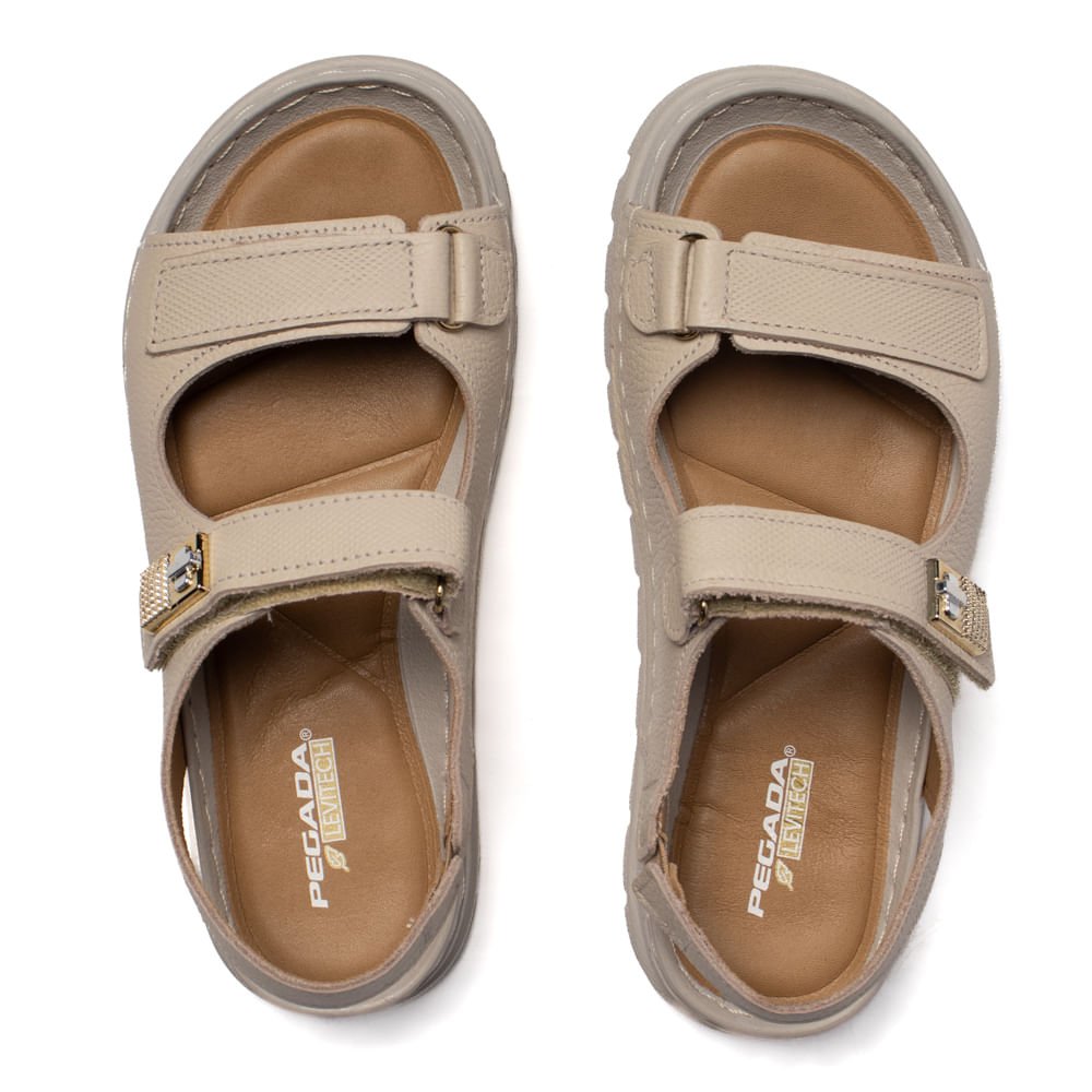 Sandália Feminina Pegada Couro Levitech Burnished Bege Bege 4