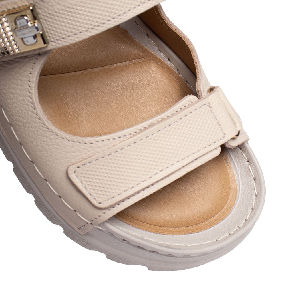 Sandália Feminina Pegada Couro Levitech Burnished Bege Bege 5
