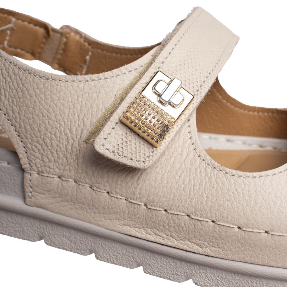 Sandália Feminina Pegada Couro Levitech Burnished Bege Bege 6