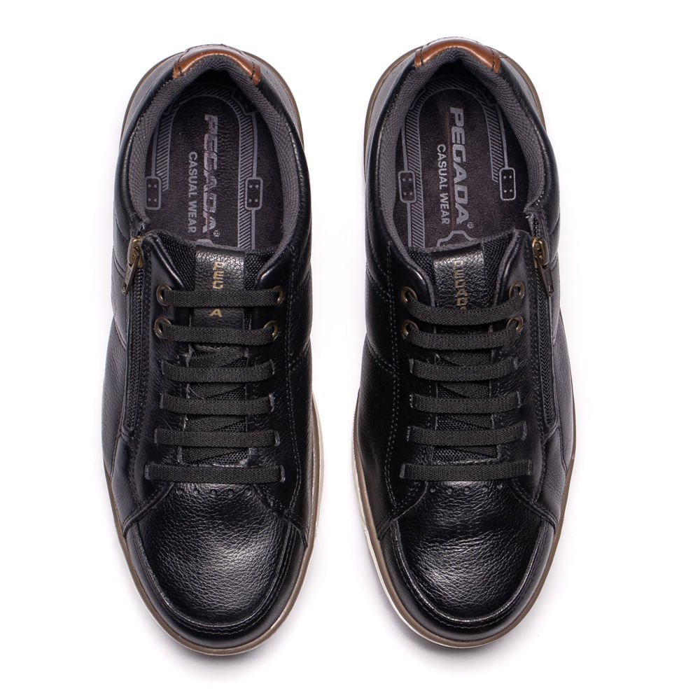 Sapatênis Masculino Pegada Couro Calce Fácil Preto/Marrom Preto/Marrom 4