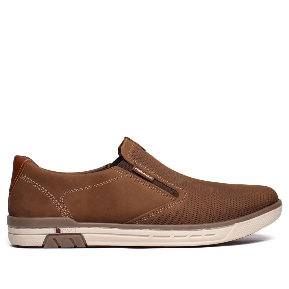 Sapato Masculino Pegada Couro Calce Fácil Marrom Claro