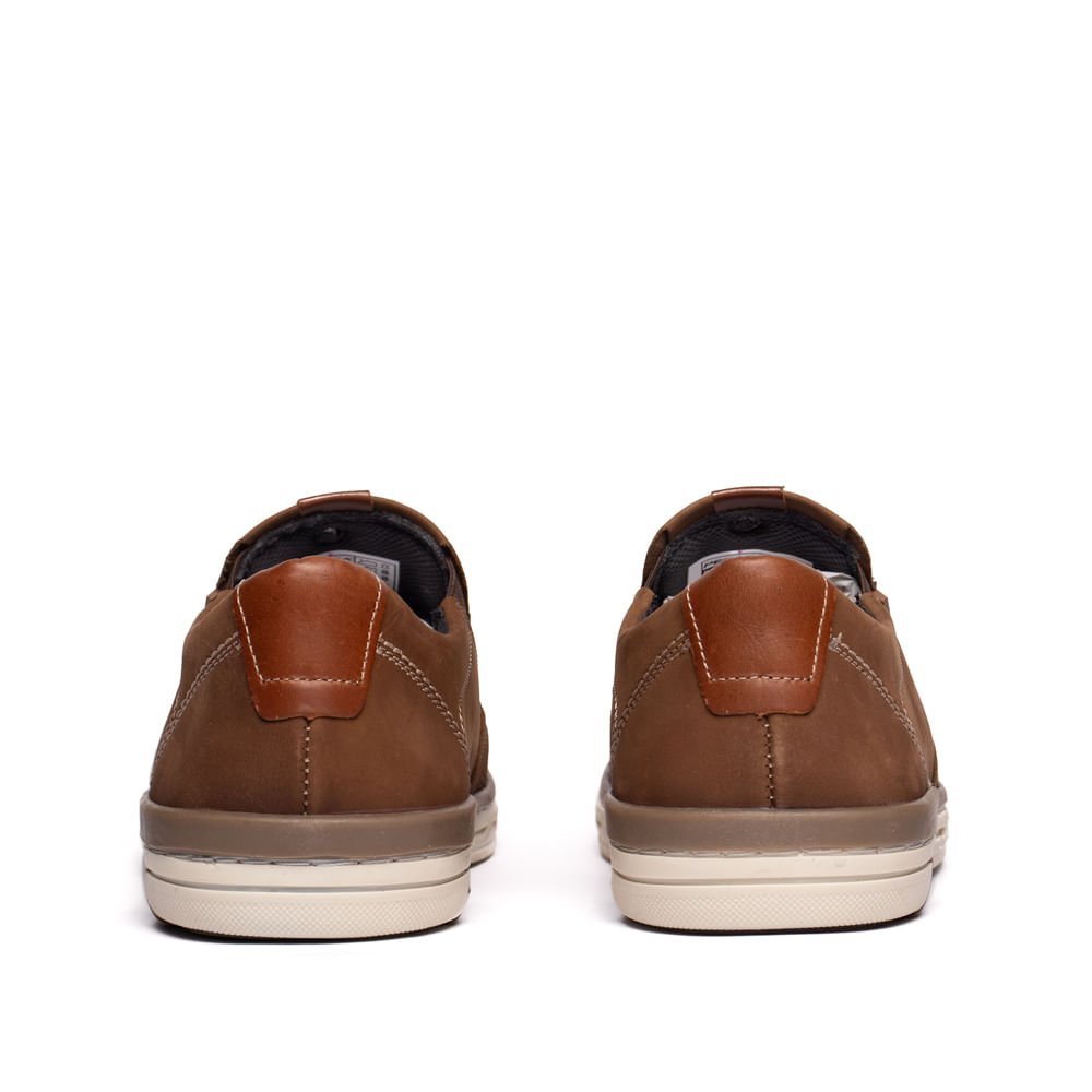 Sapato Masculino Pegada Couro Calce Fácil Marrom Claro Marrom Claro 3