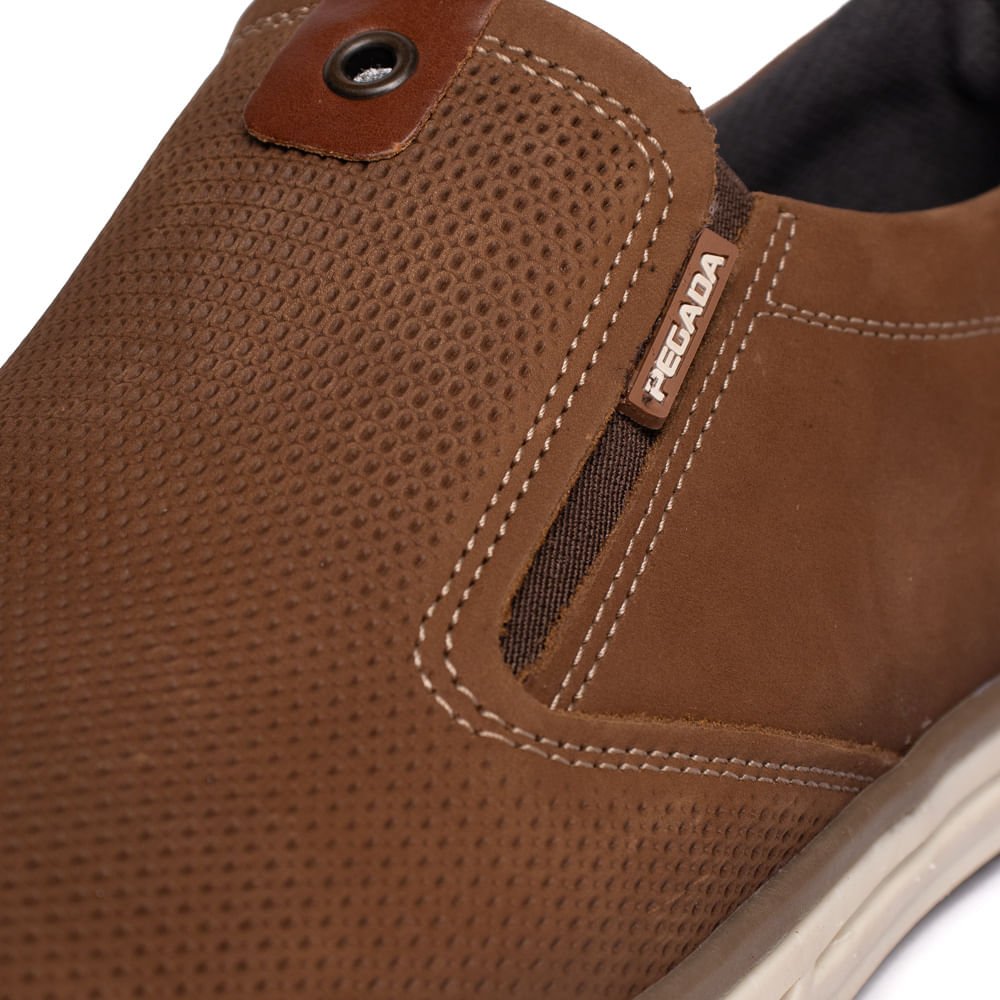 Sapato Masculino Pegada Couro Calce Fácil Marrom Claro Marrom Claro 5