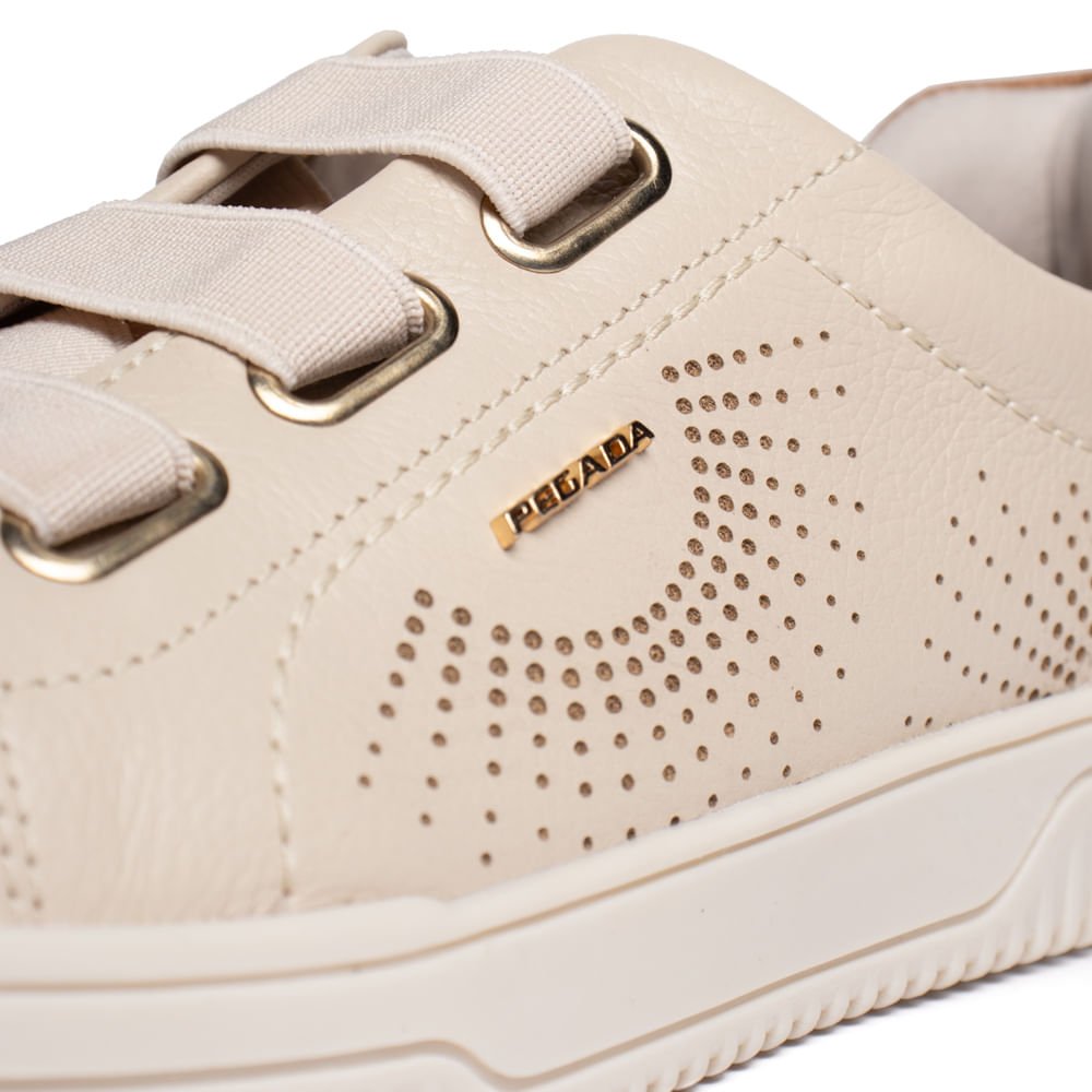 Tênis Feminino Pegada Couro Calce Fácil Trip Bege/Marrom Bege/Marrom 5