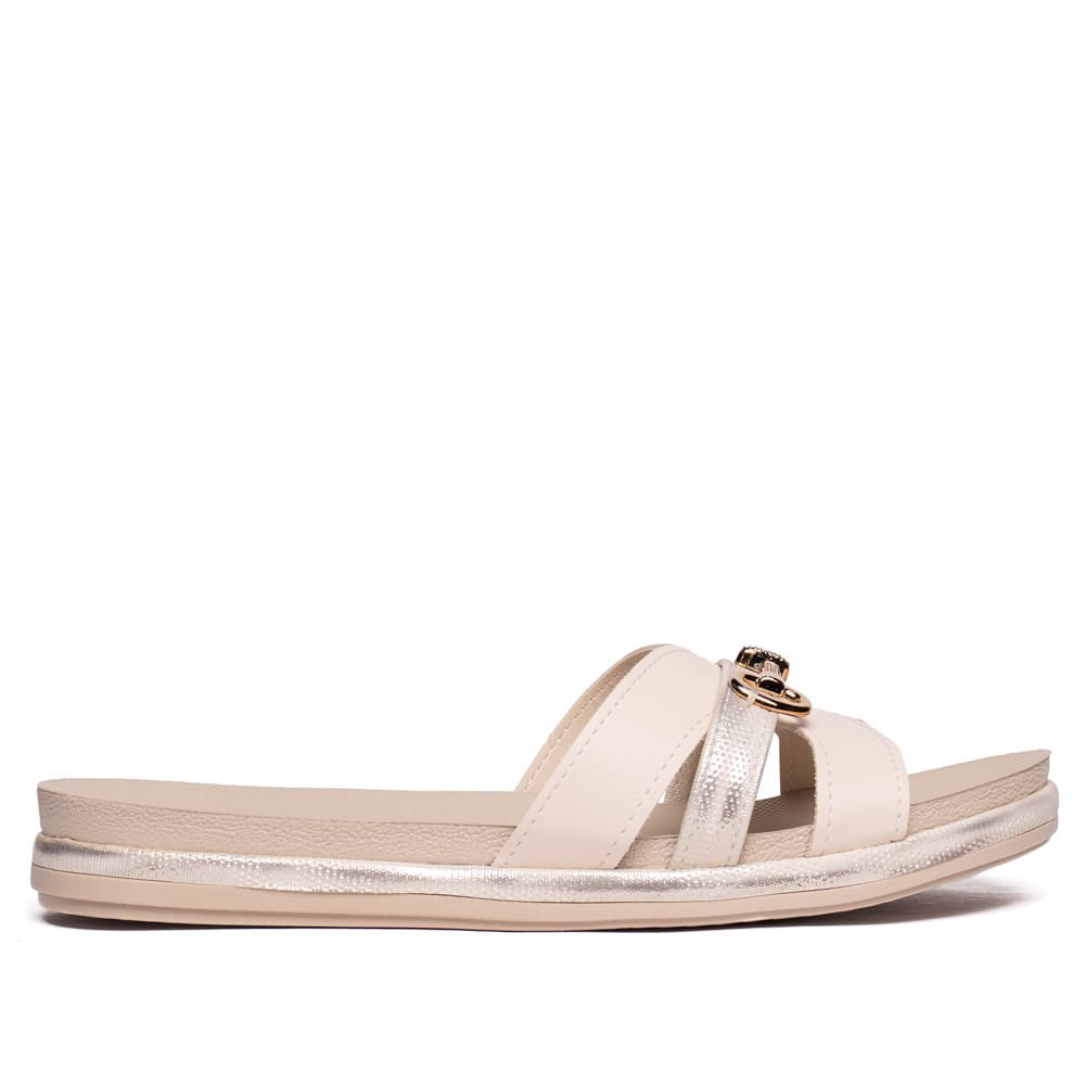 Chinelo Slide Feminino Mississipi Flatform Glitter Bege Bege 2