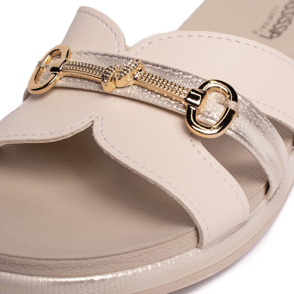 Chinelo Slide Feminino Mississipi Flatform Glitter Bege Bege 5