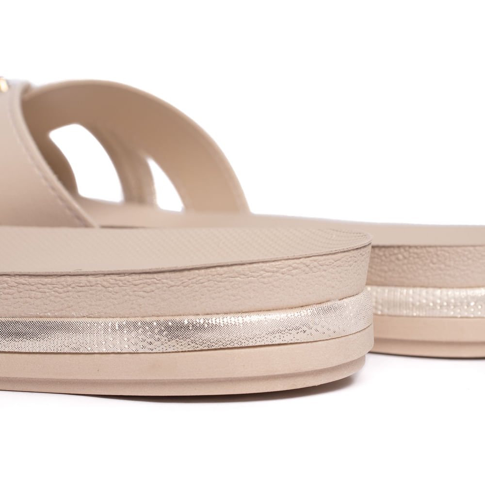 Chinelo Slide Feminino Mississipi Flatform Glitter Bege Bege 6