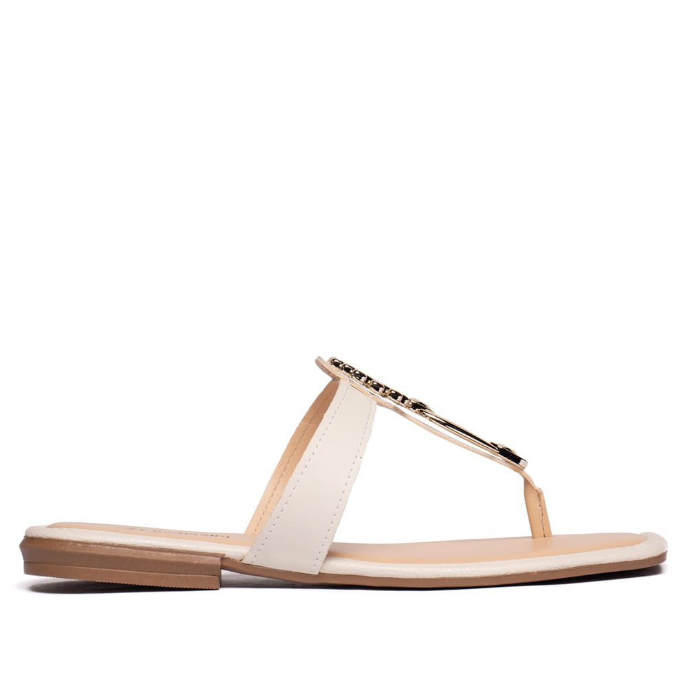 Rasteira Feminina Mississipi Napa Croco Branco/Bege Branco/Bege 2