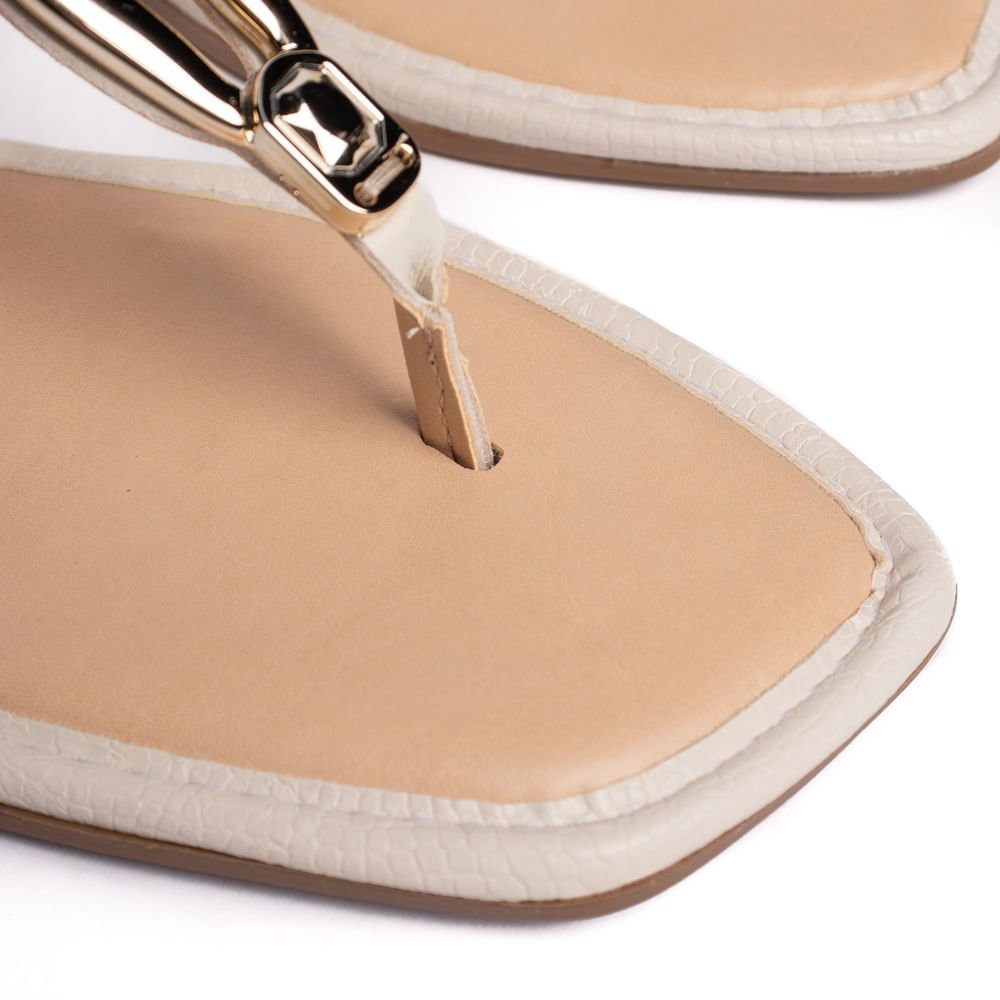 Rasteira Feminina Mississipi Napa Croco Branco/Bege Branco/Bege 5