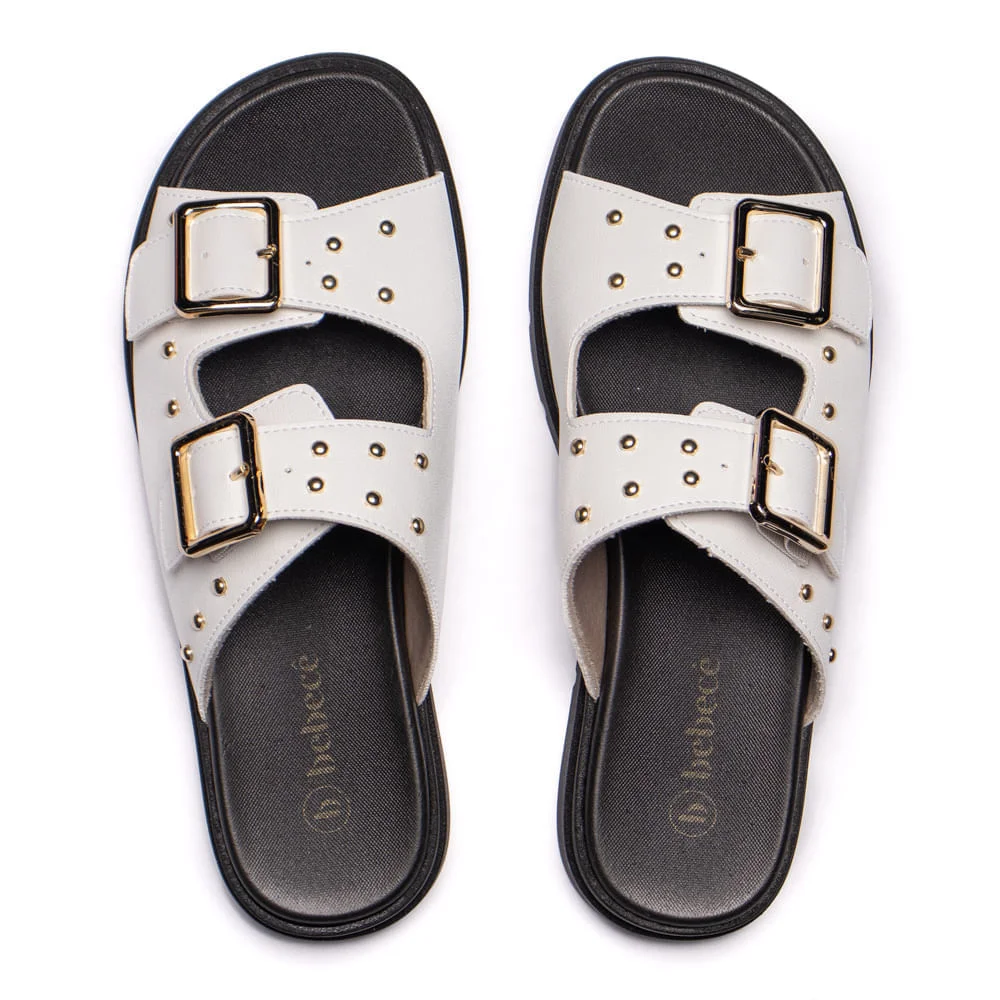 Tamanco Feminino Bebecê com Fivelas Branco/Preto Branco/Preto 2