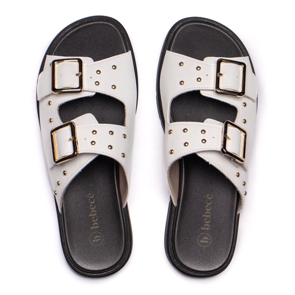 Tamanco Feminino Bebecê com Fivelas Branco/Preto Branco/Preto 2