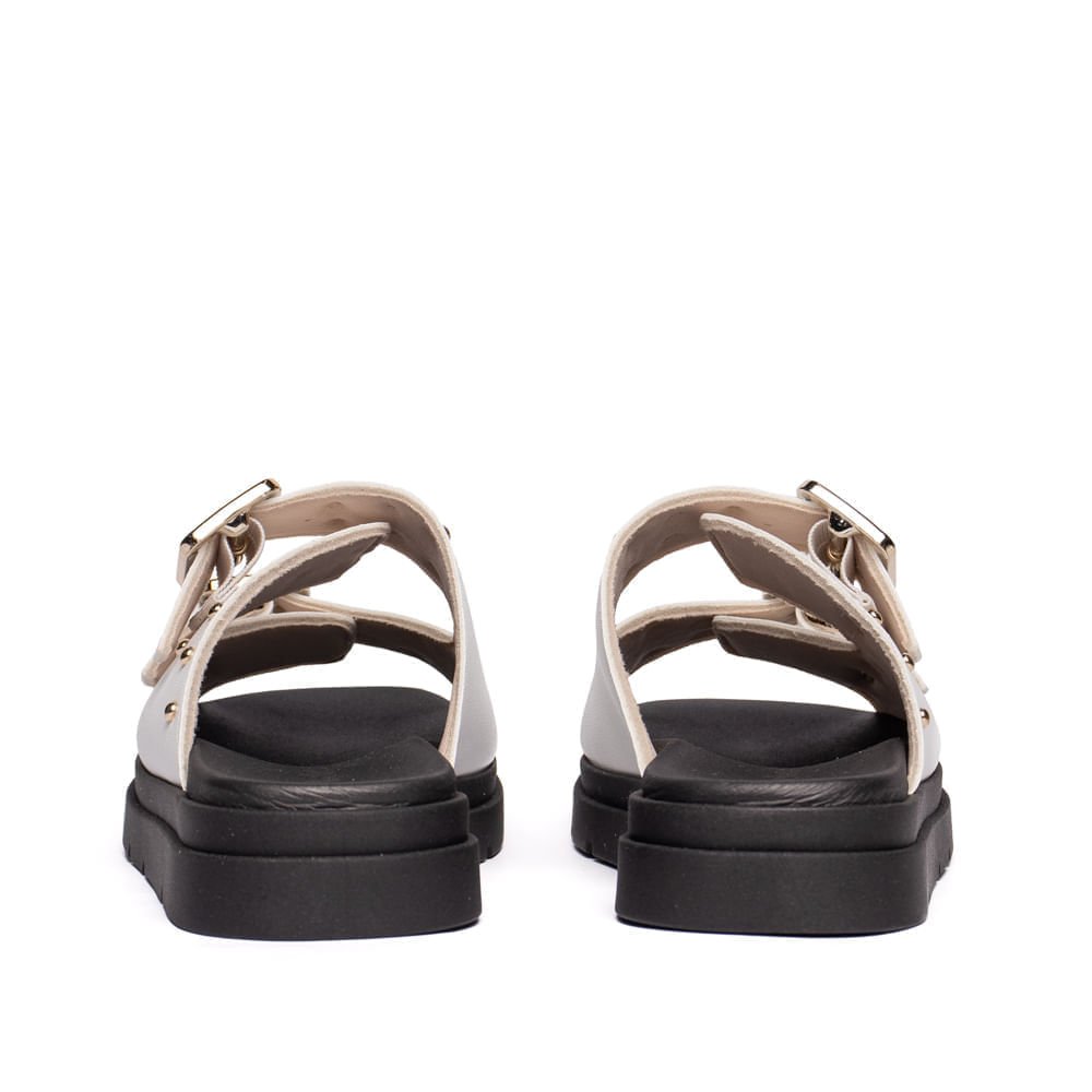 Tamanco Feminino Bebecê com Fivelas Branco/Preto Branco/Preto 4