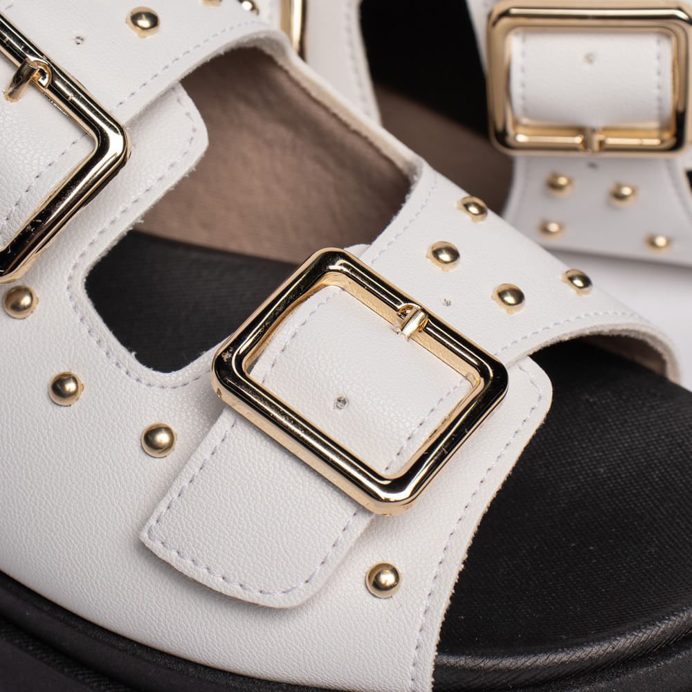 Tamanco Feminino Bebecê com Fivelas Branco/Preto Branco/Preto 5