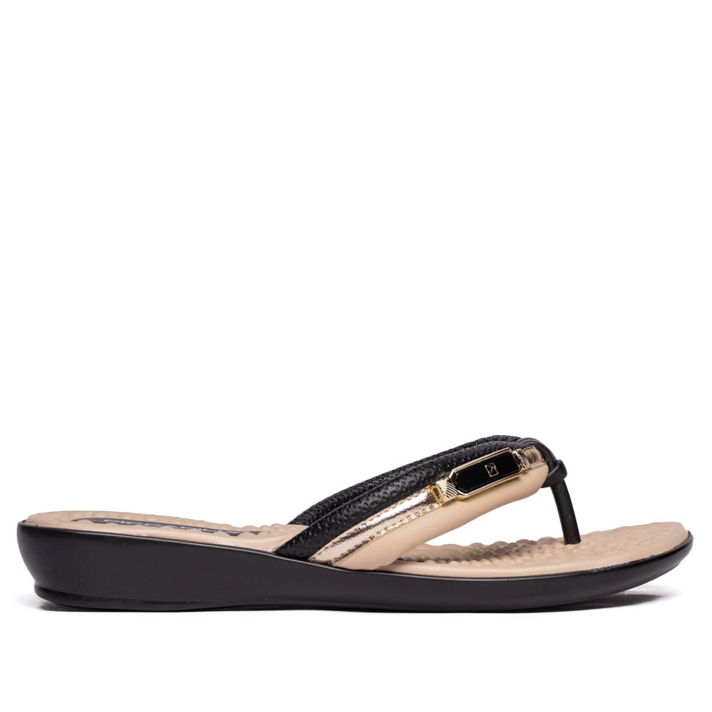 Chinelo Anabela Feminino Piccadilly Napa Preto/Bege Preto/Bege 2