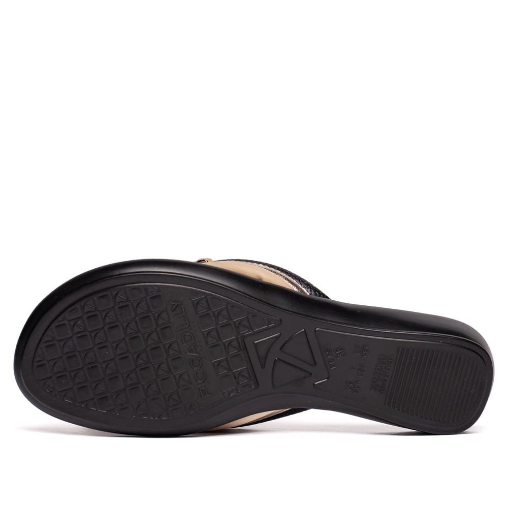 Chinelo Anabela Feminino Piccadilly Napa Preto/Bege Preto/Bege 3
