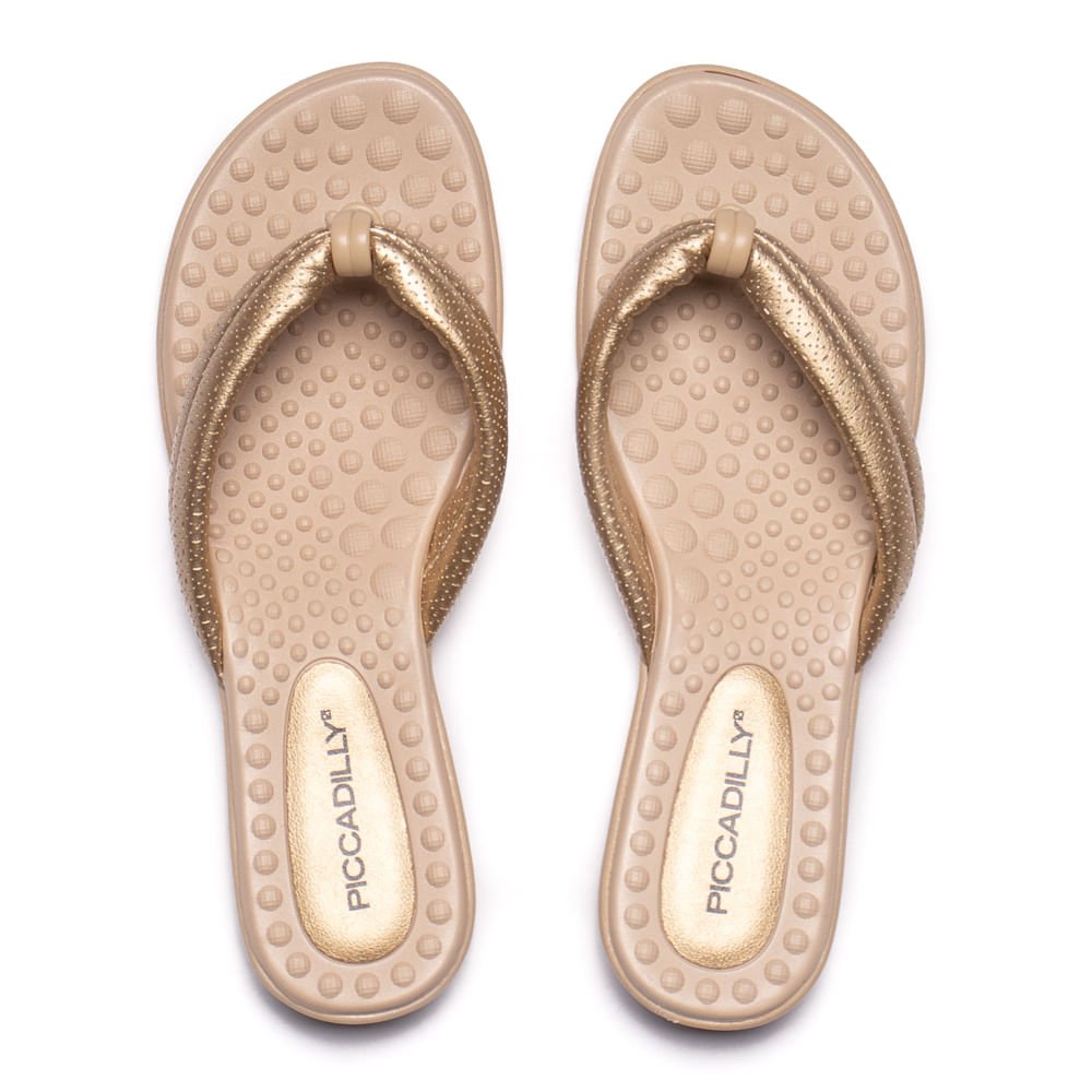 Chinelo Feminino Piccadilly Anabela Metalizado Dourado