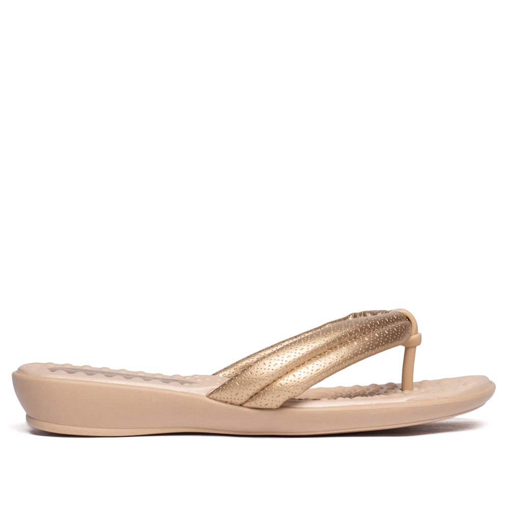 Chinelo Feminino Piccadilly Anabela Metalizado Dourado Dourado 2