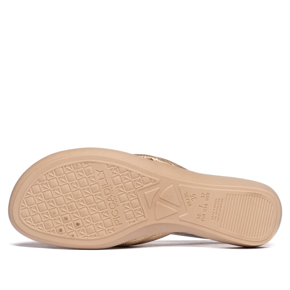 Chinelo Feminino Piccadilly Anabela Metalizado Dourado Dourado 3