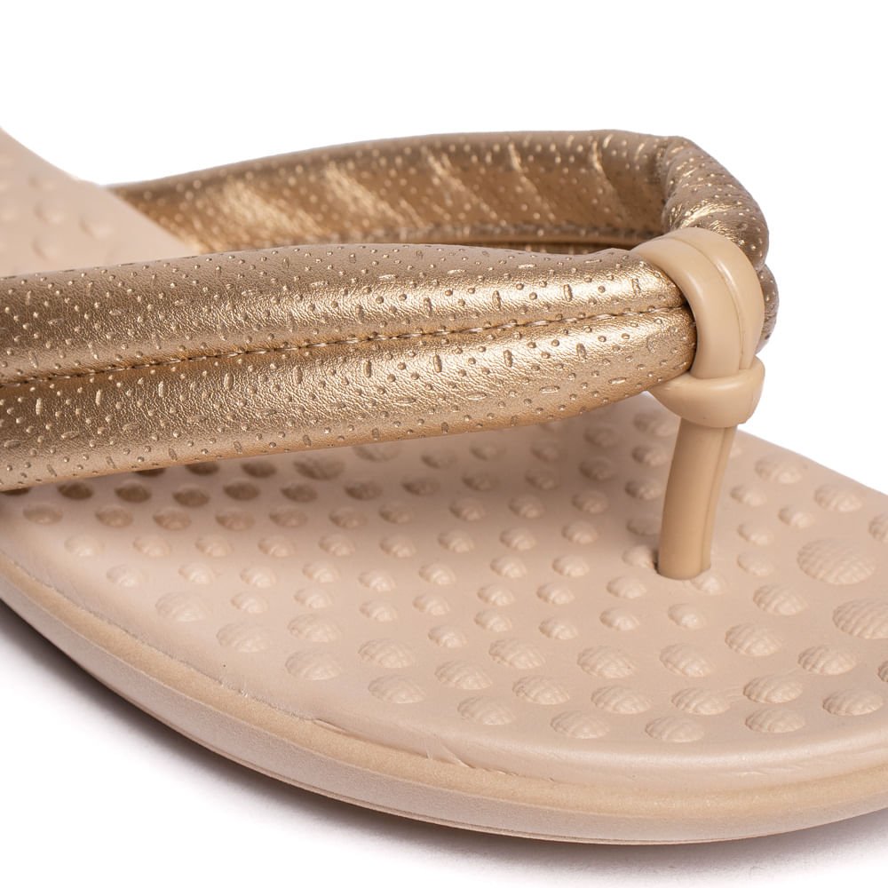 Chinelo Feminino Piccadilly Anabela Metalizado Dourado Dourado 4