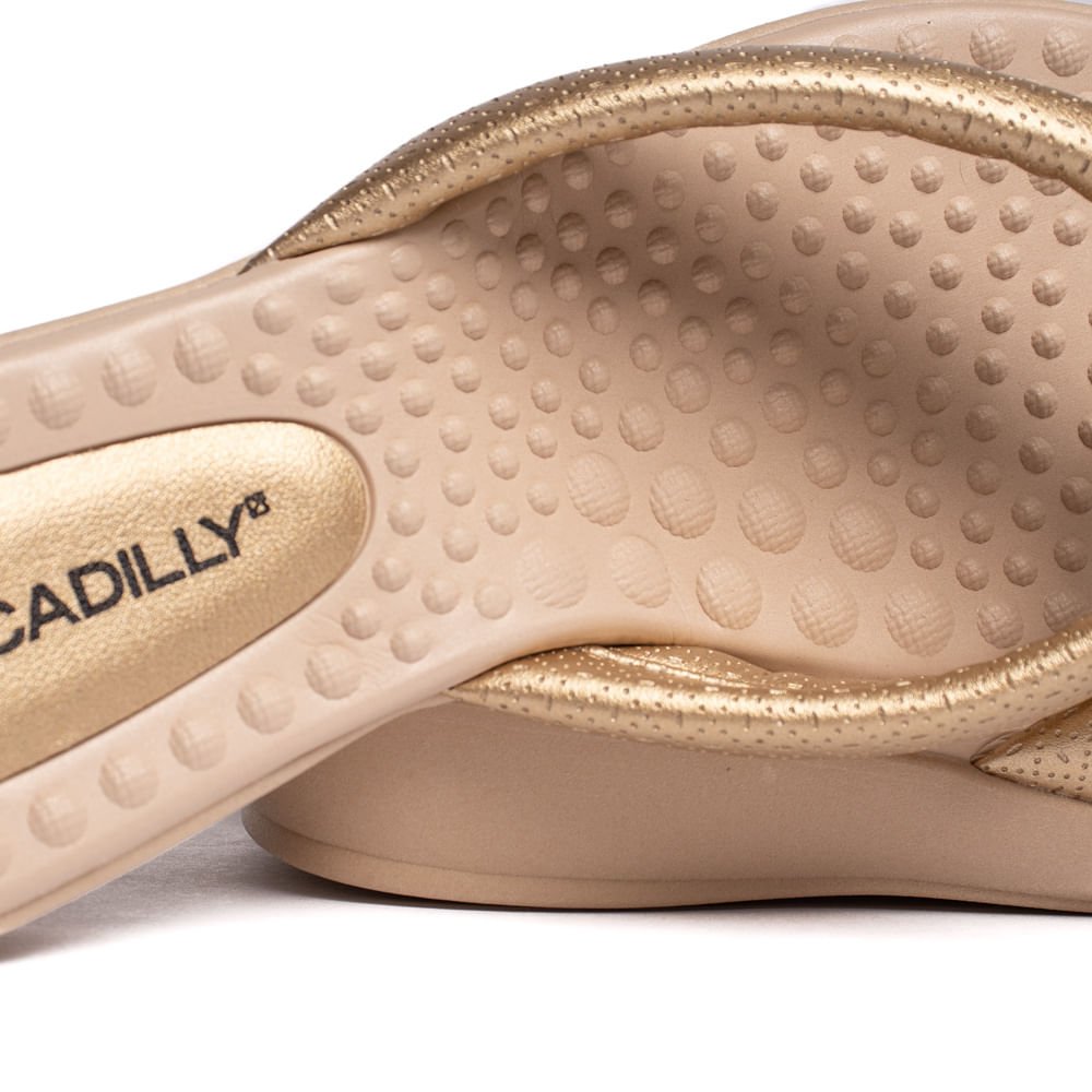 Chinelo Feminino Piccadilly Anabela Metalizado Dourado Dourado 5
