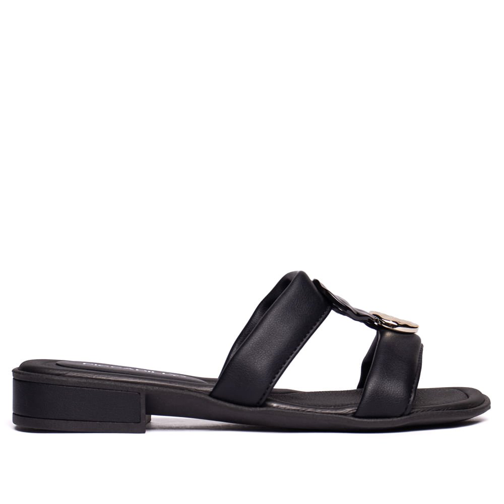 Tamanco Feminino Piccadilly Wide Fit Salto Baixo Preto