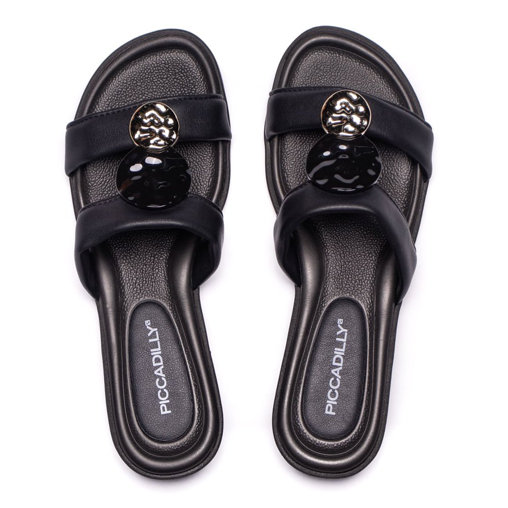 Tamanco Feminino Piccadilly Wide Fit Salto Baixo Preto Preto 4