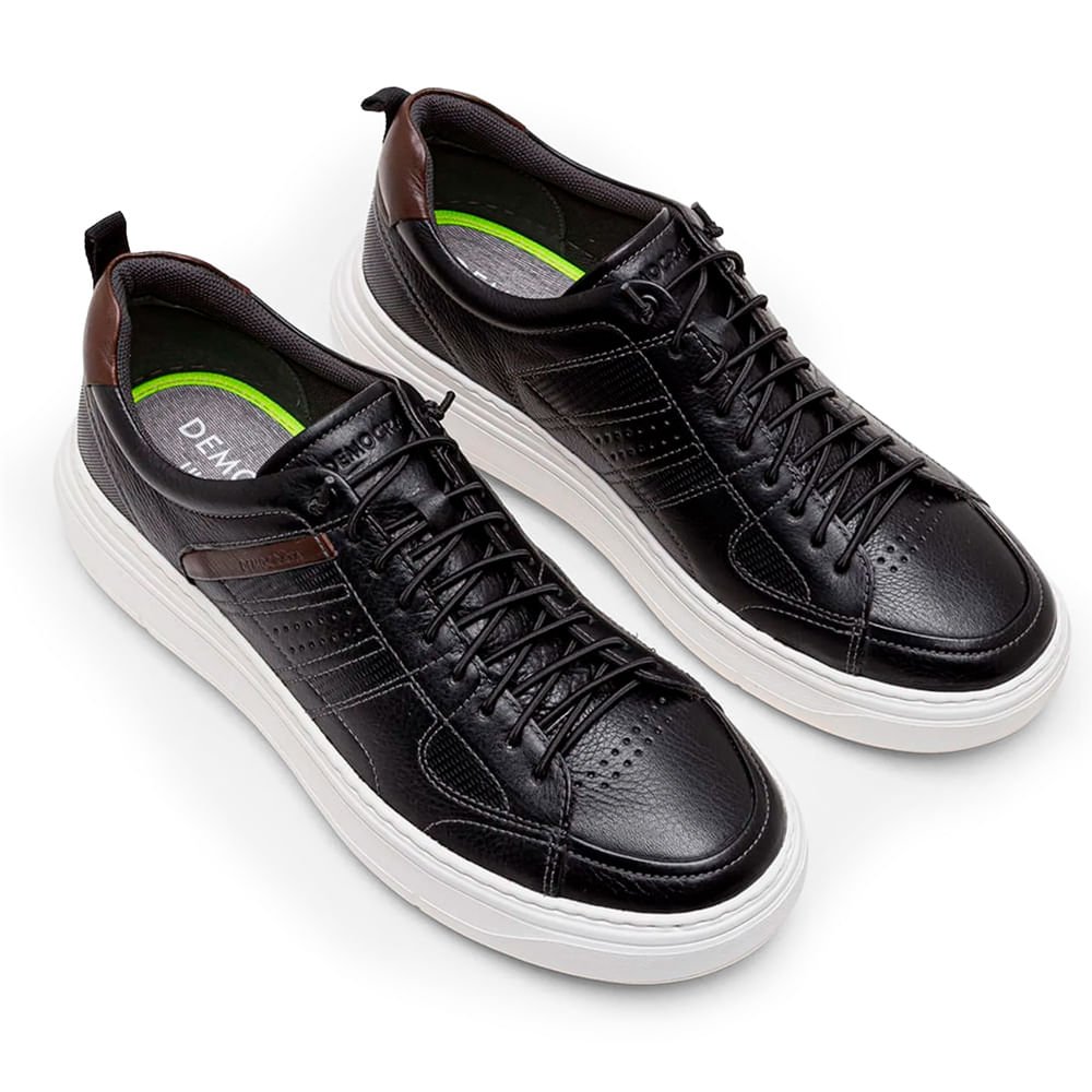 Sapatênis Masculino Democrata Joe Ultra Light Couro Preto Preto 3