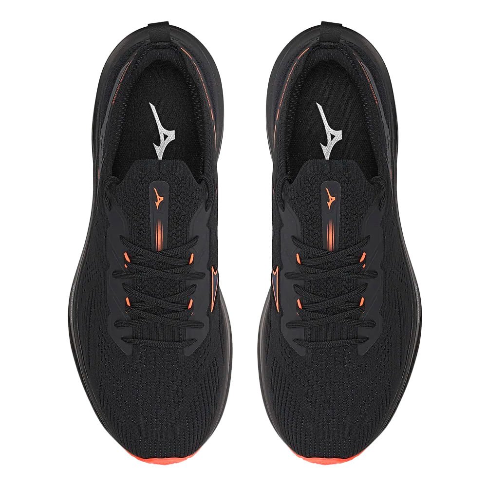 Tênis Masculino Mizuno Sunrise Knit Preto/Laranja Preto/Laranja 4
