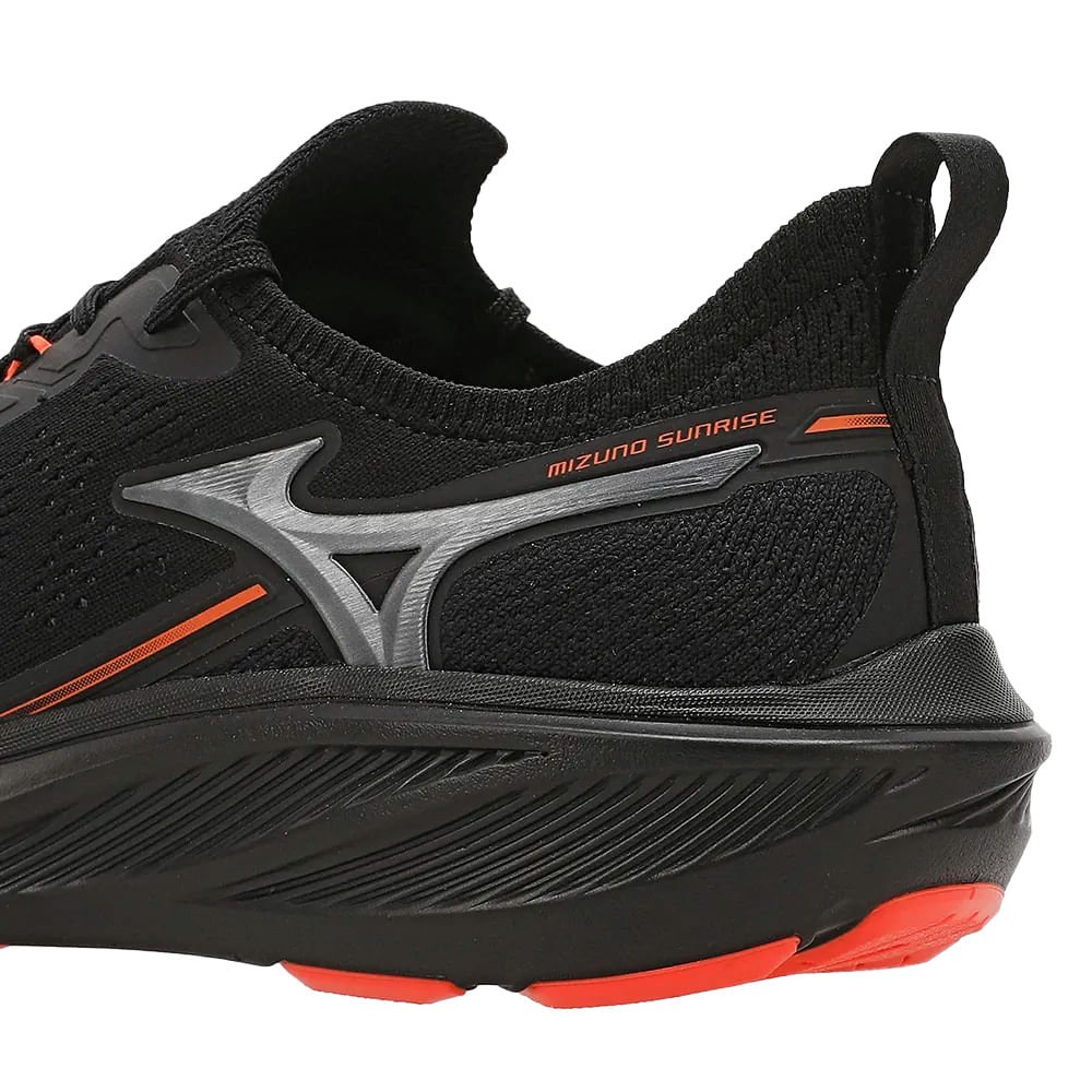 Tênis Masculino Mizuno Sunrise Knit Preto/Laranja Preto/Laranja 5
