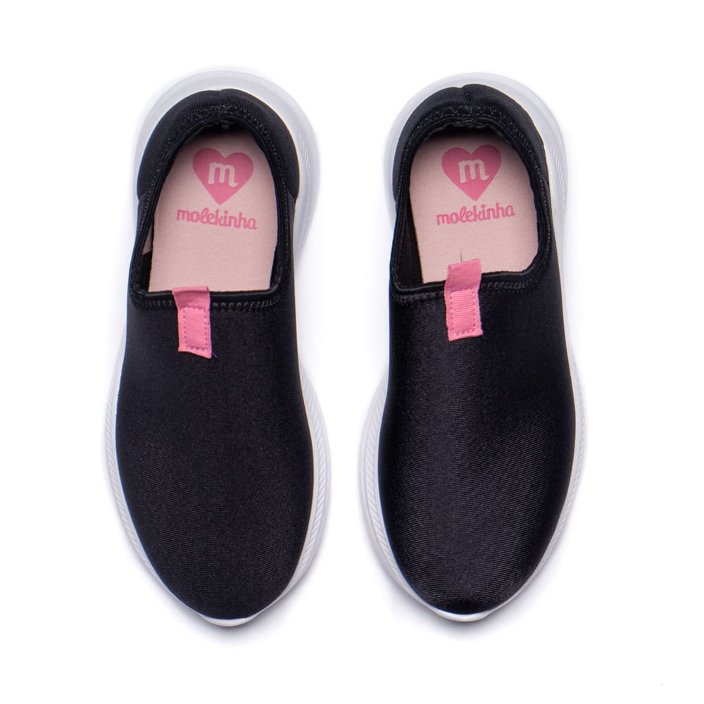 Tênis Infantil Molekinha Calce Fácil Tecido Preto Preto 4
