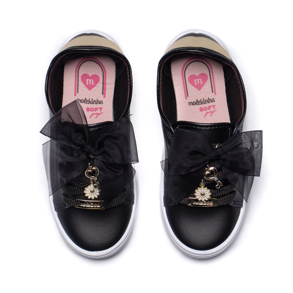 Tênis Infantil Molekinha com Laço de Tule Preto Preto 4