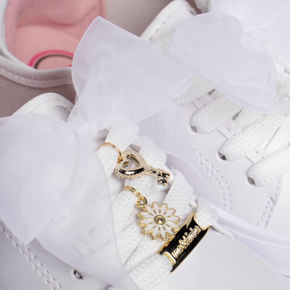 Tênis Infantil Molekinha com Laço de Tule Branco Branco 5