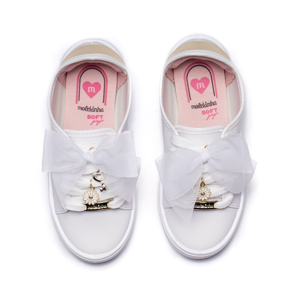 Tênis Infantil Molekinha com Laço de Tule Branco Branco 4