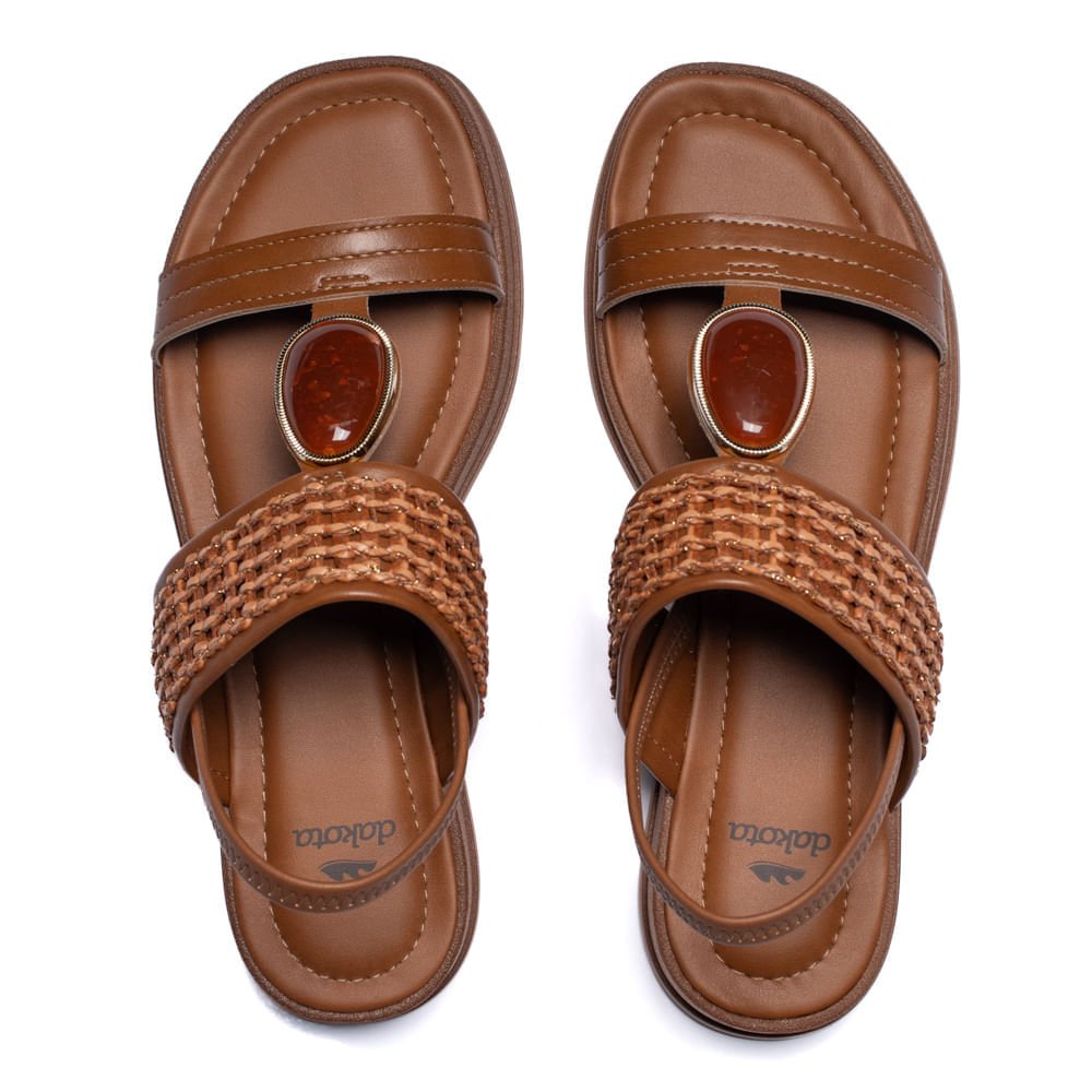 Sandália Feminina Dakota Flatform com Tramado Caramelo Caramelo 4