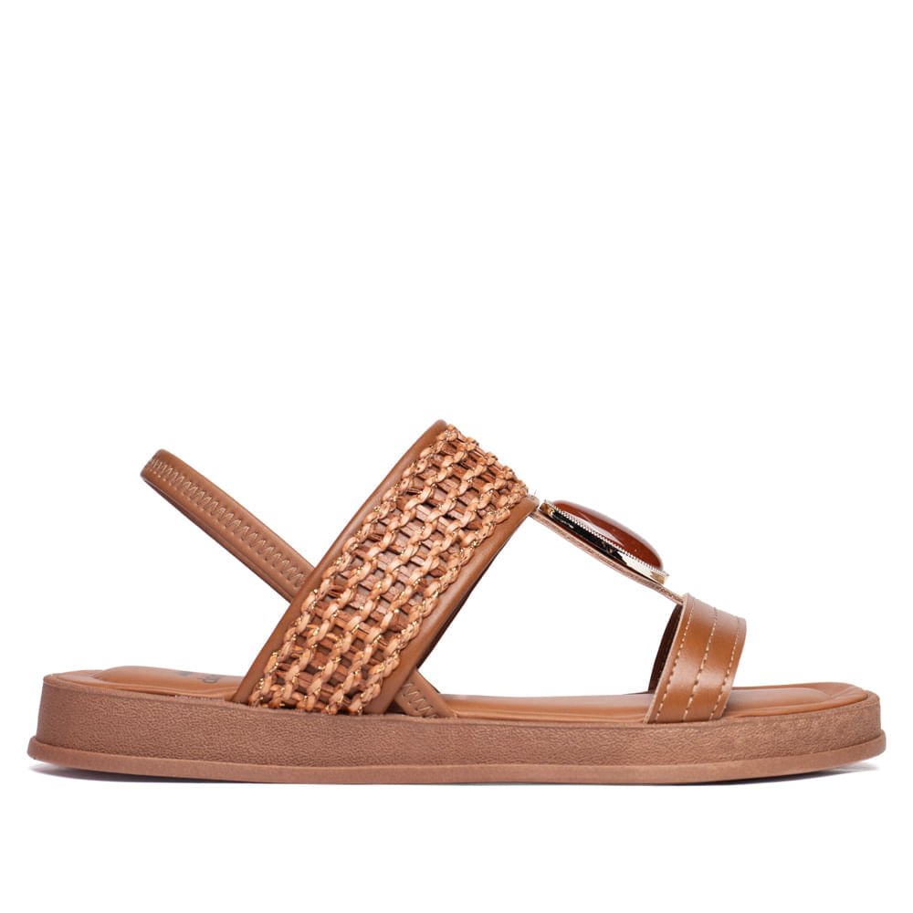 Sandália Feminina Dakota Flatform com Tramado Caramelo