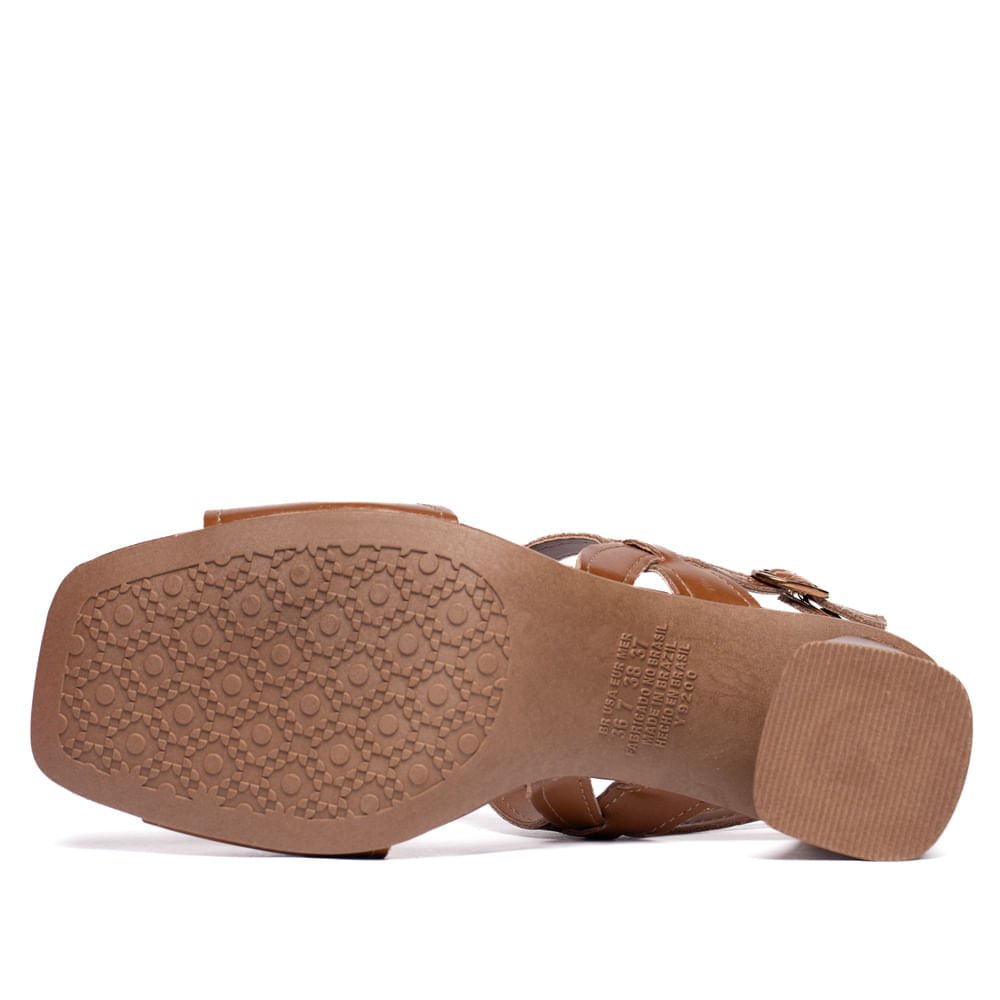 Sandália Feminina Dakota Salto Bloco com Pedraria Caramelo Caramelo 2