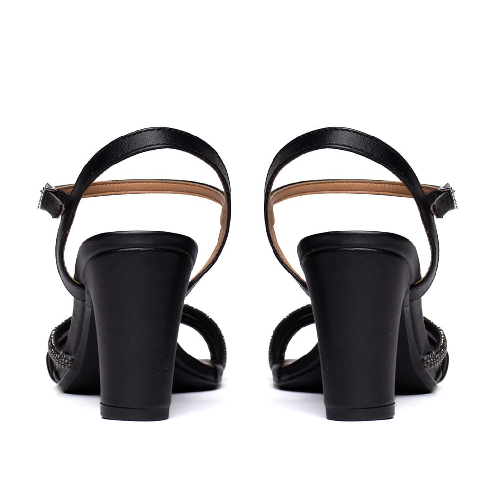 Sandália Feminina Vizzano Salto Grosso com Tira de Strass Preto Preto 3