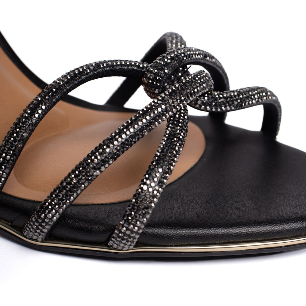 Sandália Feminina Vizzano Salto Fino com Strass Preto Preto 4
