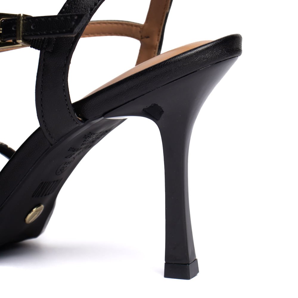 Sandália Feminina Vizzano Salto Fino com Strass Preto Preto 5