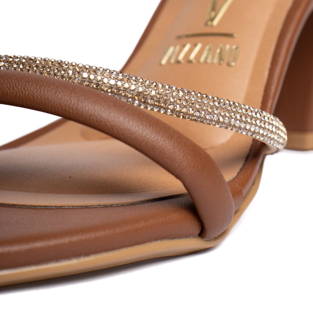 Sandália Feminina Vizzano Salto Grosso com Tira de Strass Marrom Marrom 6