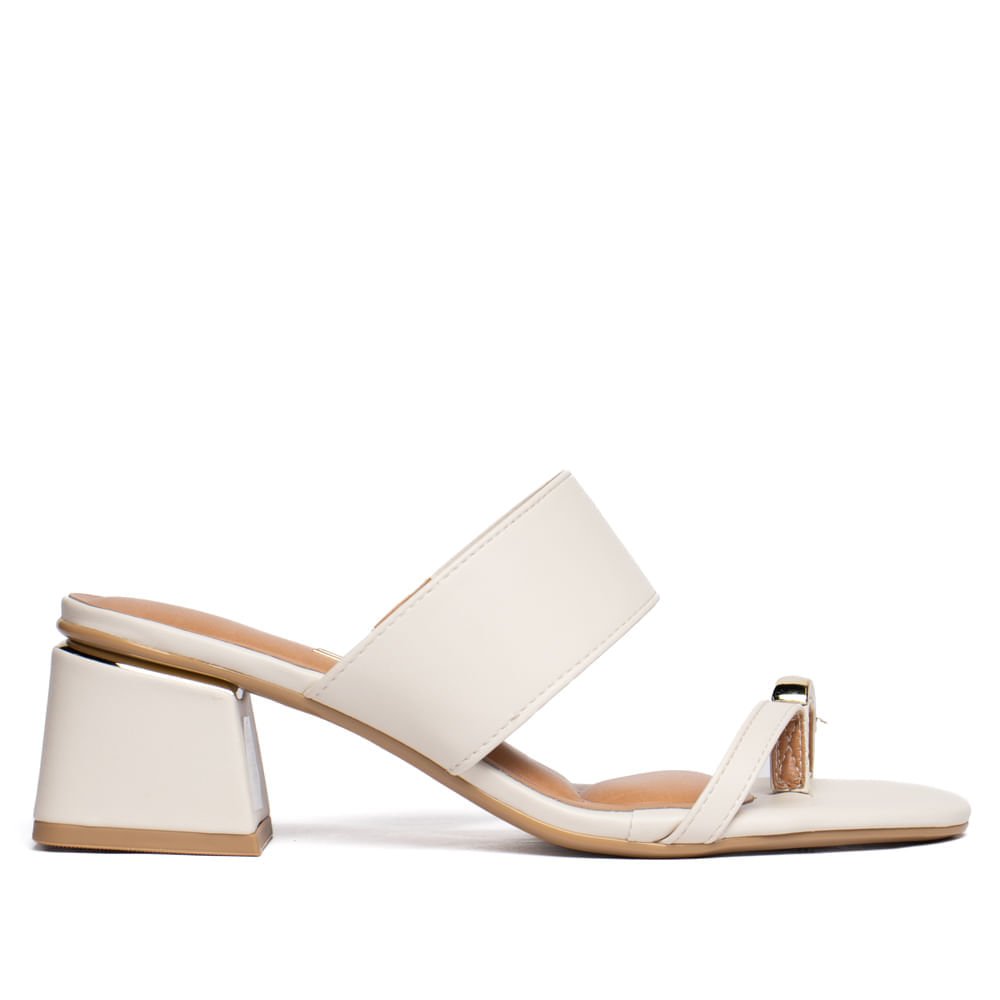 Tamanco Feminino Vizzano Salto Bloco Off White