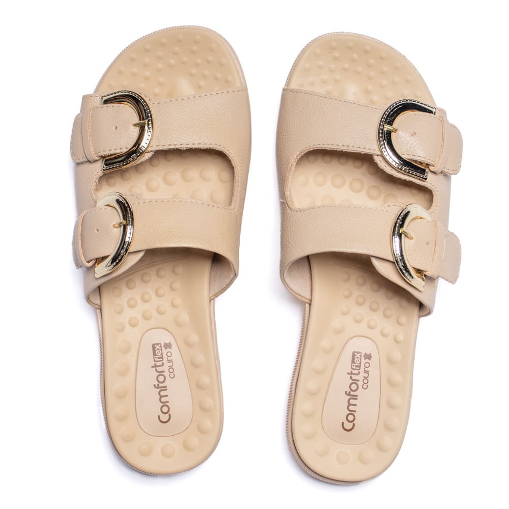 Chinelo Feminino Comfortflex  Napa com Fivelas Nude