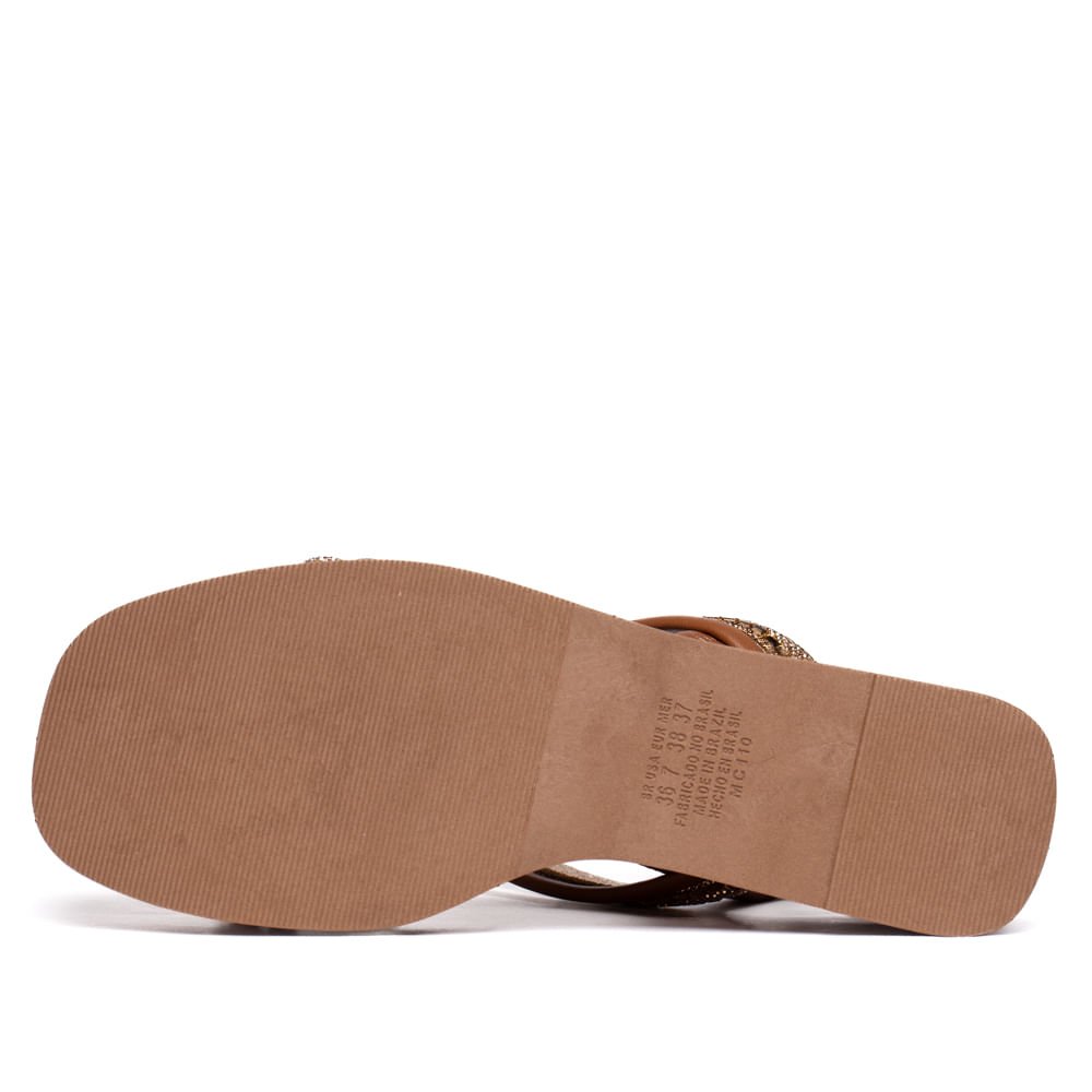 Sandália Feminina Mississipi Anabela Brilho Caramelo/Dourado Caramelo 2
