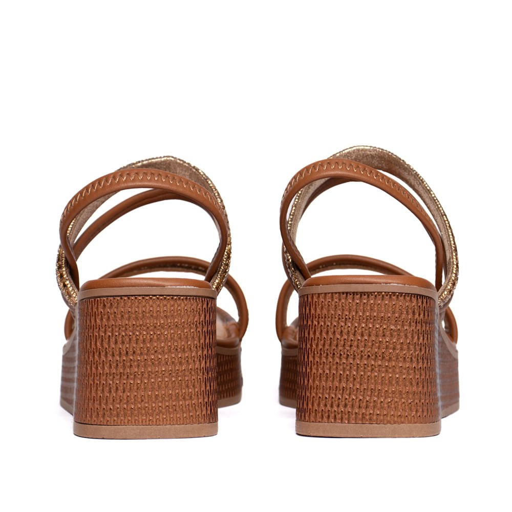 Sandália Feminina Mississipi Anabela Brilho Caramelo/Dourado Caramelo 3