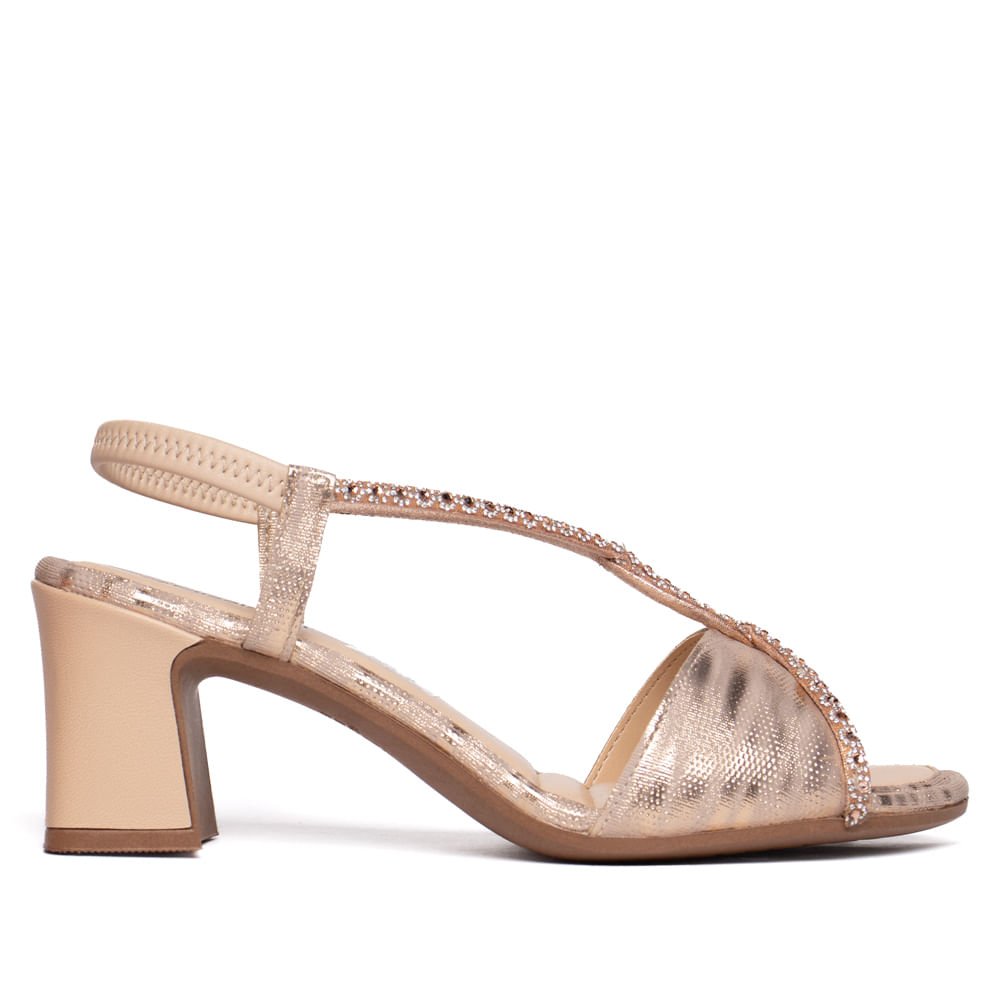 Sandália Feminina Mississipi Bloco Metalizada Rosé/Bege